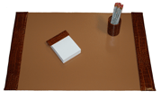 20" x 30" Croco Grain Leather Desk Blotter 3-Piece Set