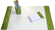 3-Piece Green Apple Croco Leather Desk Blotter Set