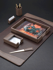 Brown Leather Desk Blotter Collection