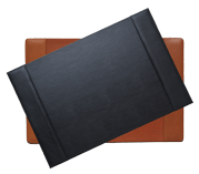 black and British tan leather desk pad blotters