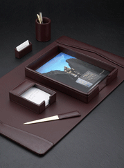 Leather Wine 6-Piece Desk Blotter Set